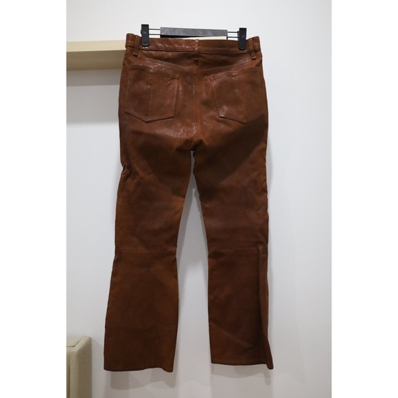 Rag & Bone Womens Sz 30 Hana Lamb Leather Pants Brown Highrise Crop Wide Leg - Picture 3 of 11